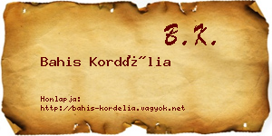 Bahis Kordélia névjegykártya